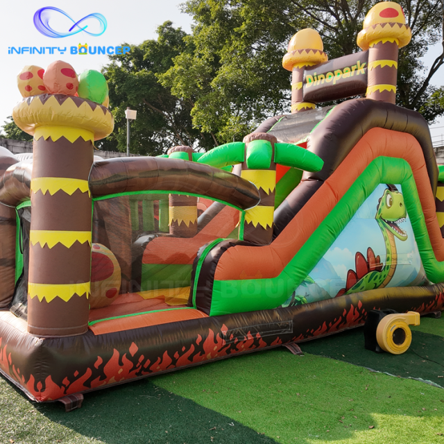Dinosaur 4-in-1 Inflatable Obstacle Combo | Bounce & Slide | Infinity Bouncer
