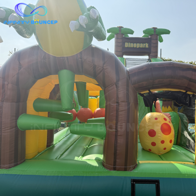 Dinosaur Forest 4-in-1 Inflatable Obstacle Course | bounce & Slide | Infinity Bouncer
