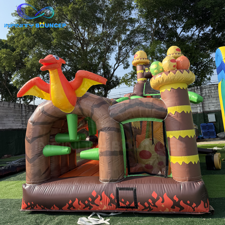 Dinosaur 4-in-1 Inflatable Obstacle Combo | Bounce & Slide | Infinity Bouncer