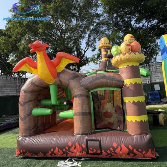 Dinosaur 4-in-1 Inflatable Obstacle Combo | Bounce & Slide | Infinity Bouncer