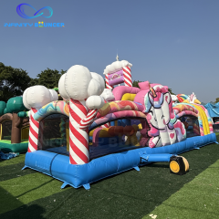 Rainbow Unicorn 4-in-1 | Inflatable Obstacle Course with Slide | Infinity Bouncer