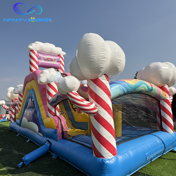 Rainbow Unicorn 4-in-1 | Inflatable Obstacle Course with Slide | Infinity Bouncer