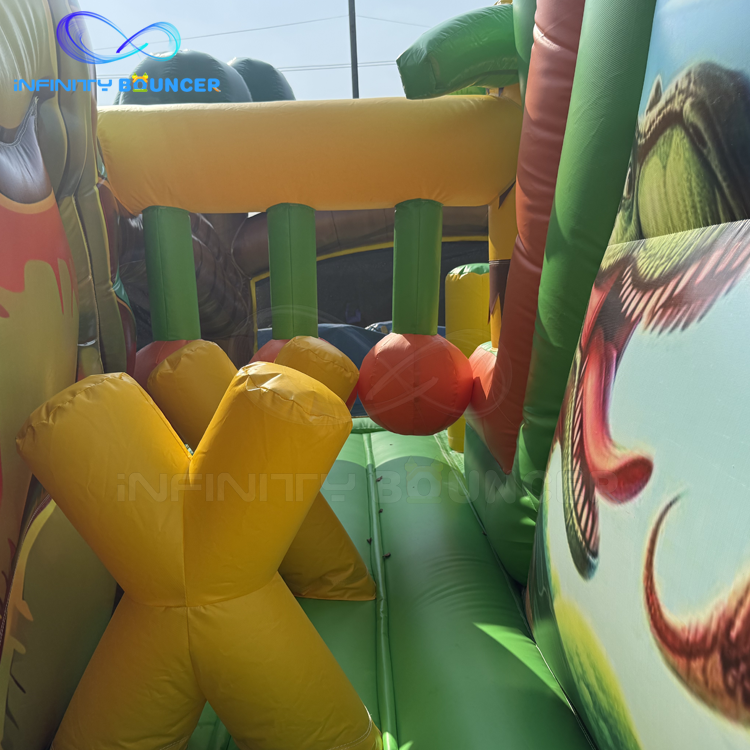 Dinosaur Forest 4-in-1 Inflatable Obstacle Course | bounce & Slide | Infinity Bouncer