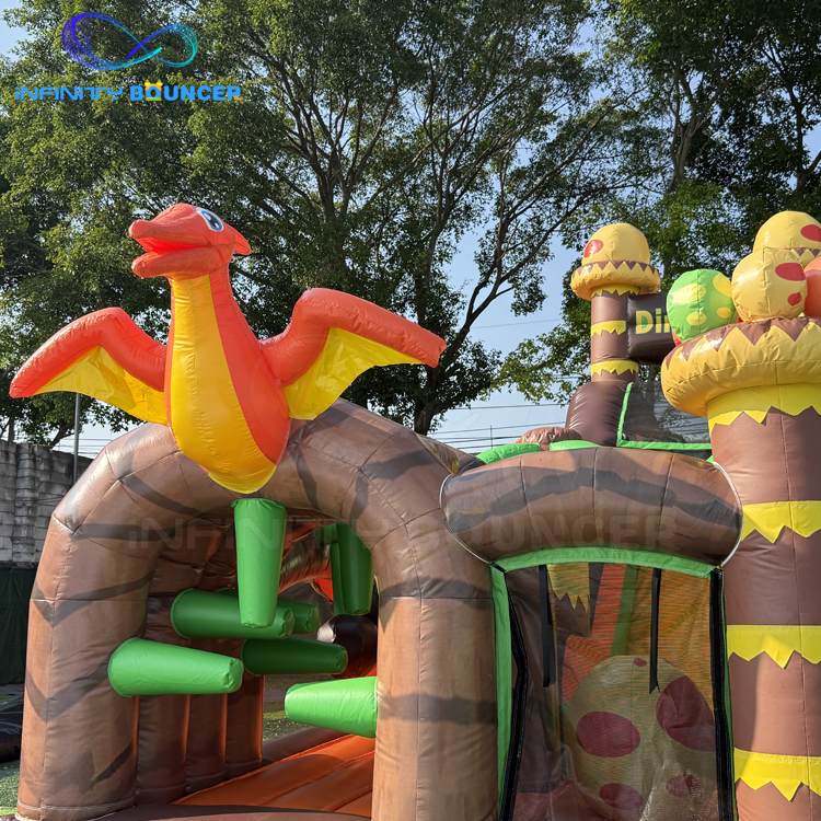 Dinosaur 4-in-1 Inflatable Obstacle Combo | Bounce & Slide | Infinity Bouncer