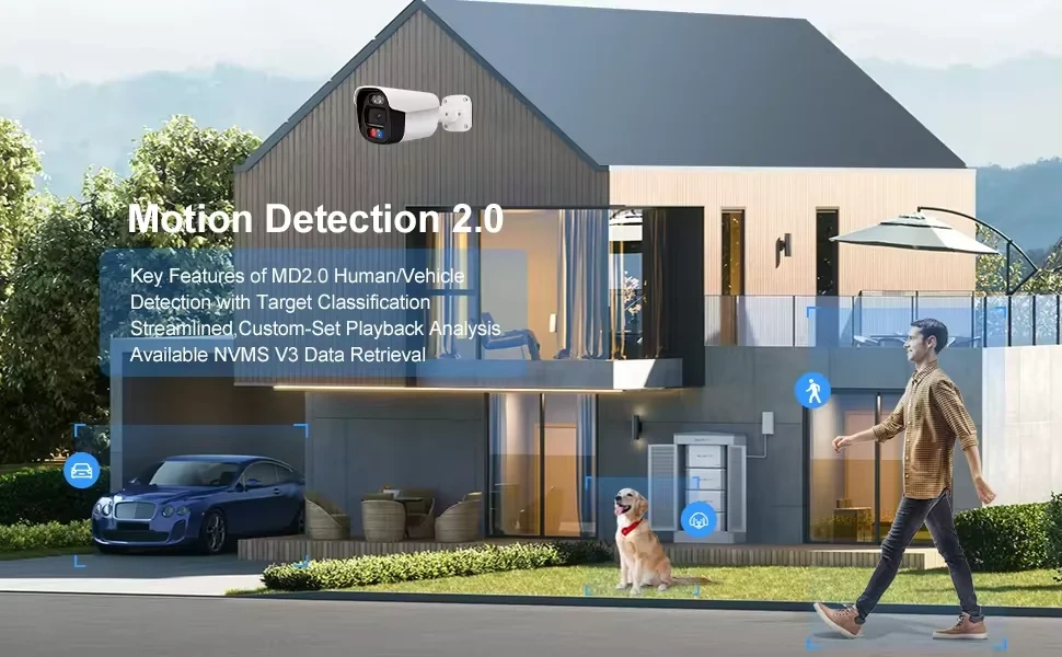 6MP IP Camera Security Bullet POE Outdoor Camera Smart Red and Blue Light Sound Alarm Human/Vehicle Detection WDR H.265+
