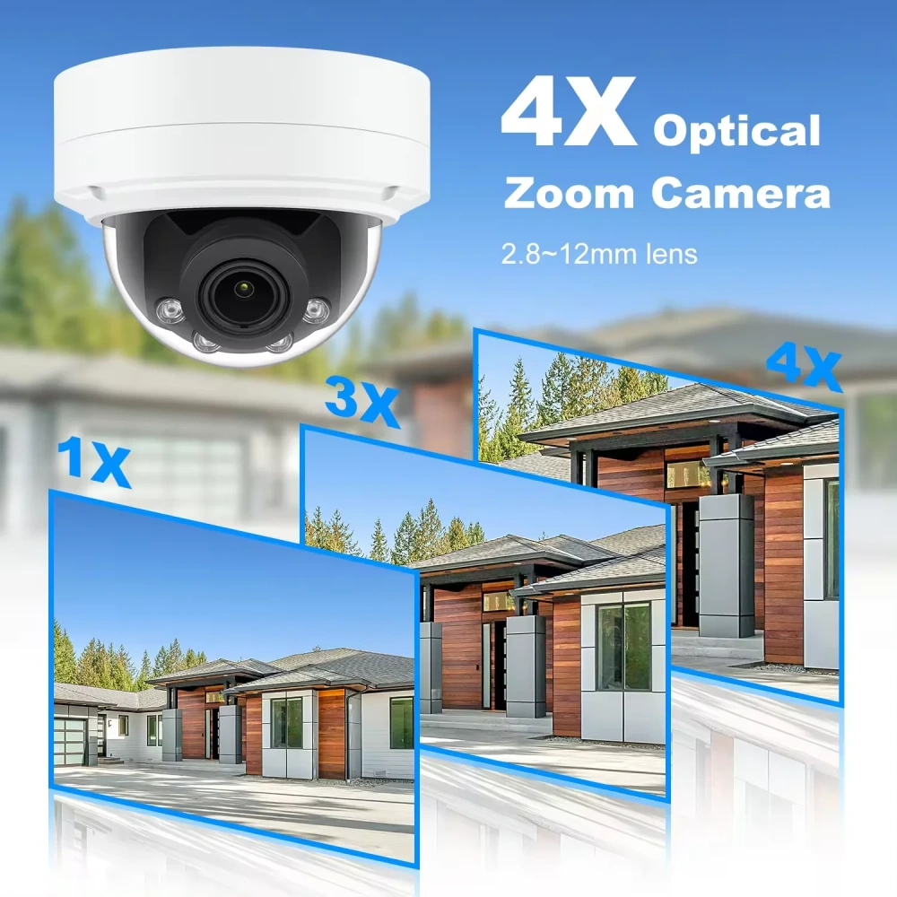 5MP IP Camera 4X Zoom Camera Support Human Vehicle Detection 30m IR Distance Built in Mic H.265 IP66