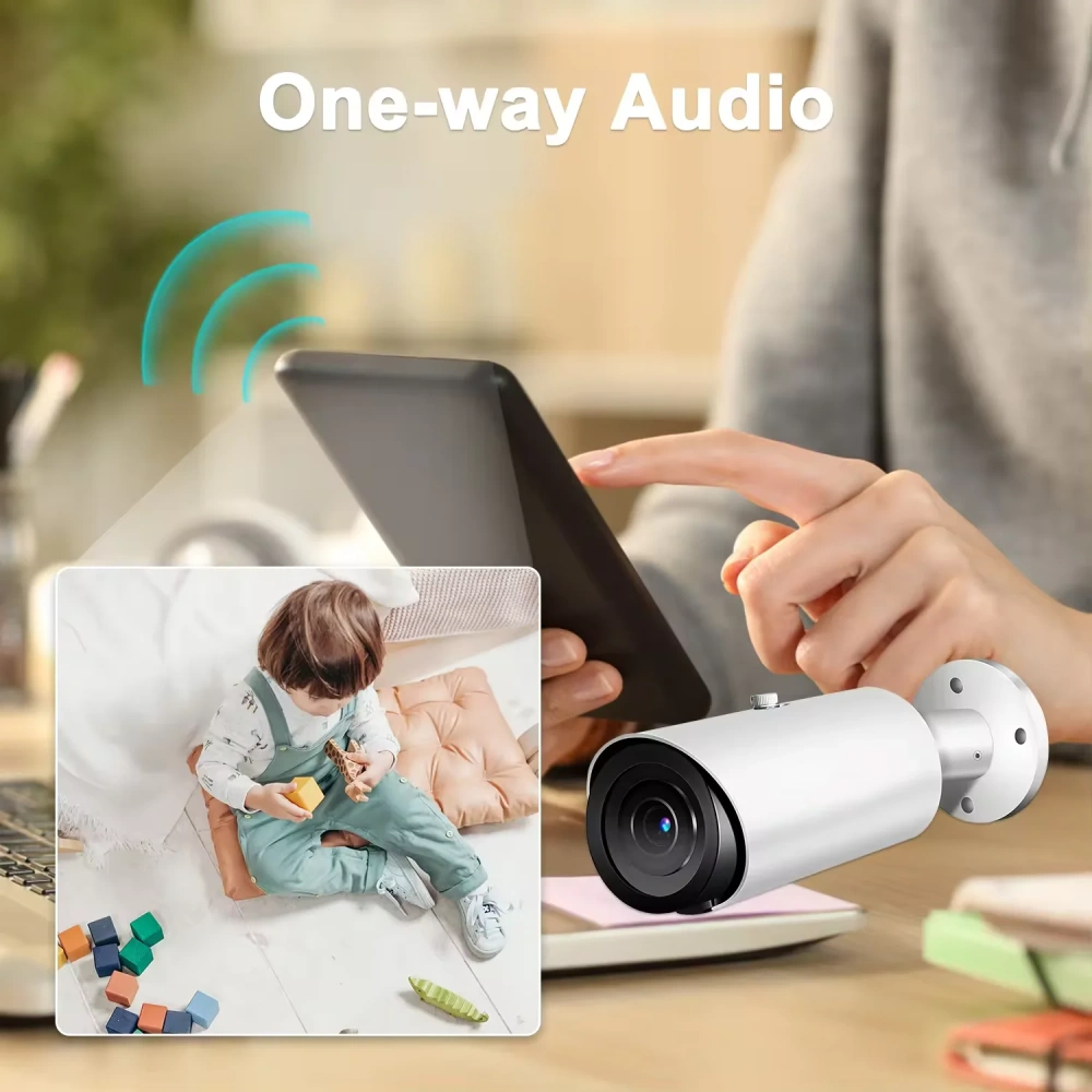 8MP Bullet Camera 4X Zoom Camera Support Human Vehicle Detection 30M IR Distance Built in Mic H.265 IP66
