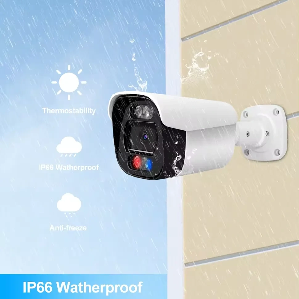 OEM Support 8MP IP Camera Security Bullet POE  Camera Smart Red and Blue Light Sound Alarm Human/Vehicle Detection WDR H.265+