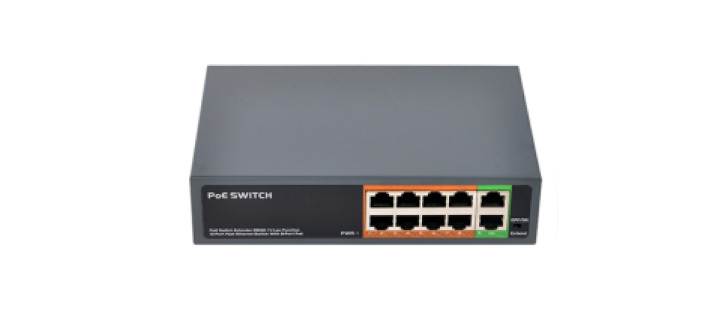 Anpviz PoE Switch, 8ch 100Mbps PoE Switch, Unmanaged, 8 Port 100Mbps PoE Switch, 2 Port uplink, IEEE802.3af/at Standard, 65W Total Power