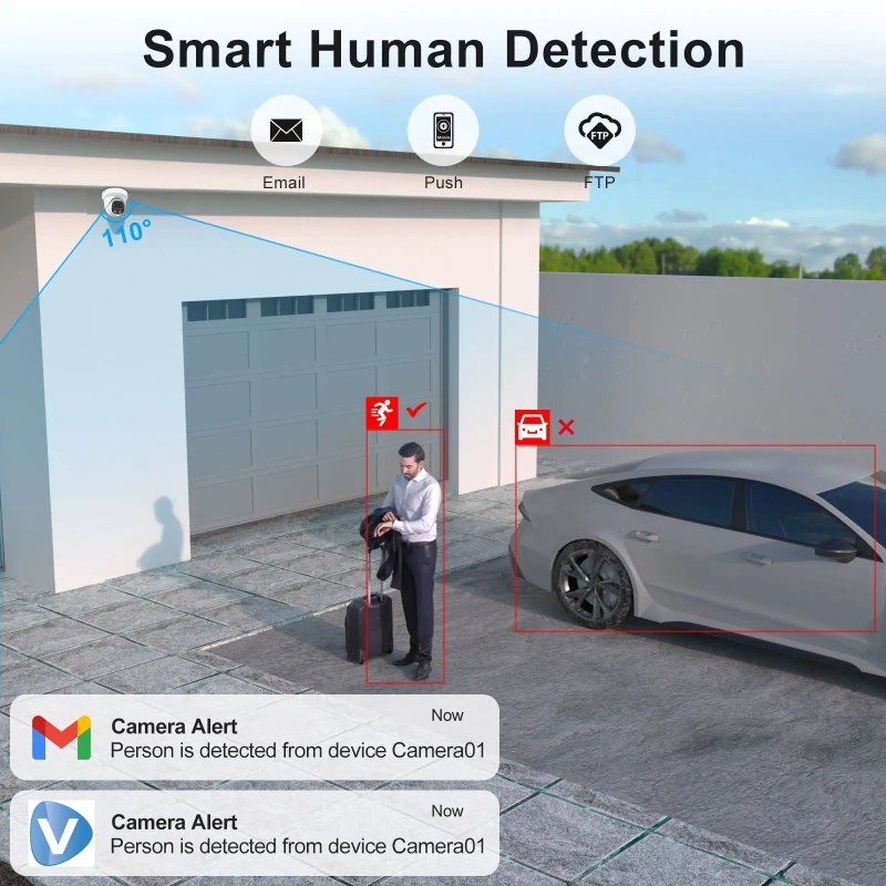 OEM 5MP Outdoor Security Camera Smart color night vision POE Camera Built in mic Human Detection Full metal Housing Camera CCTV