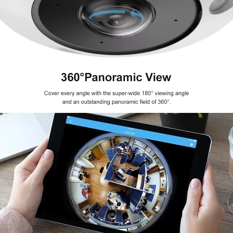 HK OEM 12MP 360 degree Fisheye POE lP Camera Human&Motion Detection VCA 130dB WDR H.265+ Two ways audio IR distance 15m