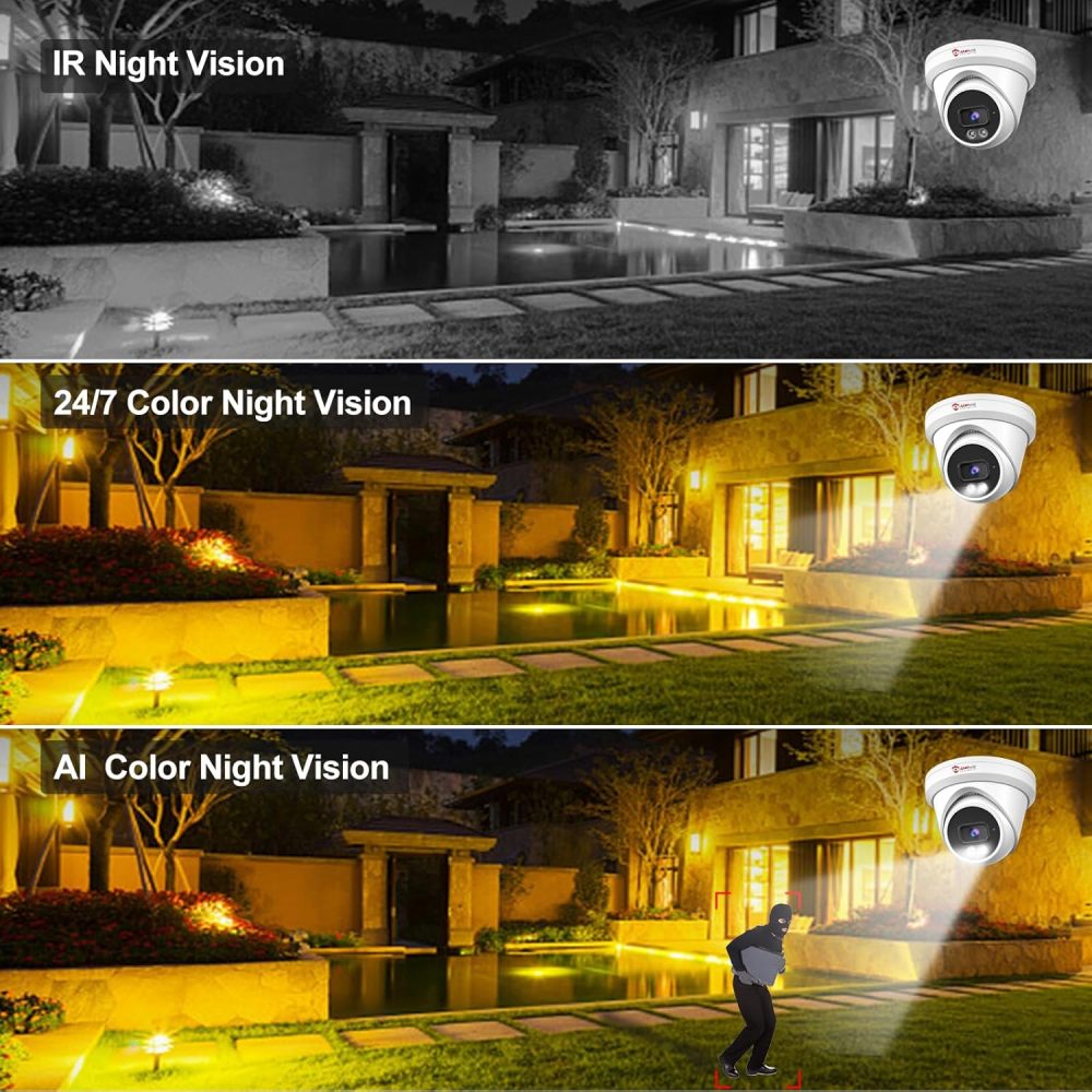 Anpviz 5MP PoE IP Camera, Built-in Mic, 512GB SD Slot, PoE Security Camera Outdoor Indoor, Smart Color Night Vision 100ft, Human & Vehicle Detection, Dome IP Camera, IP66, NDAA Compliant (U Series)