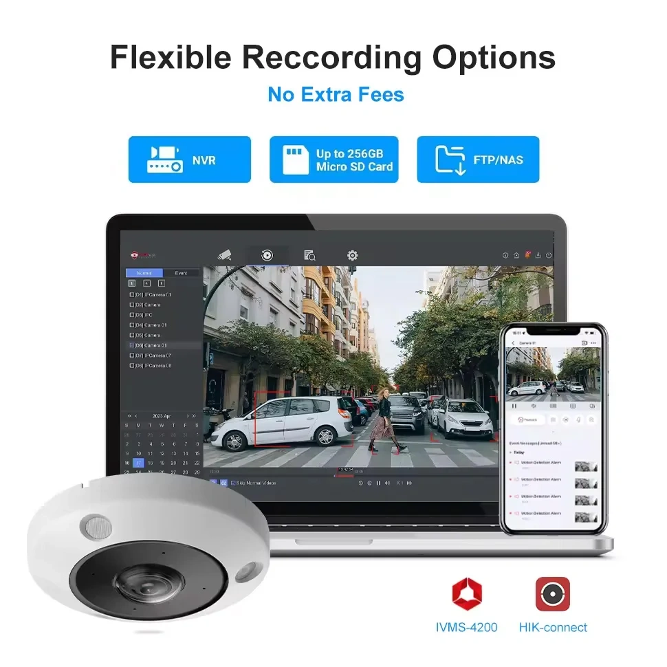 HK OEM 12MP 360 degree Fisheye POE lP Camera Human&Motion Detection VCA 130dB WDR H.265+ Two ways audio IR distance 15m