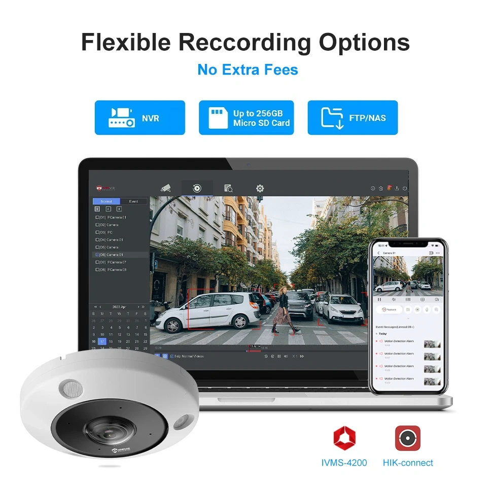 HK OEM 6MP 360 degree Fisheye POE lP Camera Human&Motion Detection VCA 130dB WDR H.265+ Two ways audio IR distance 15m