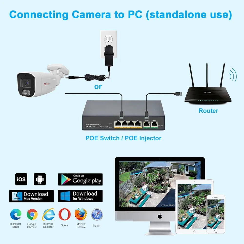 Anpviz 4MP PoE IP Bullet Camera with Microphone/Audio, IP Security