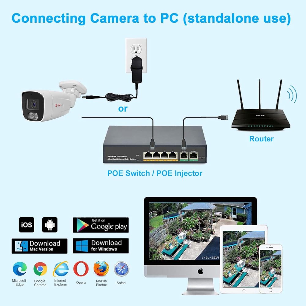 Anpviz 4MP PoE IP Bullet Camera with Microphone/Audio, IP Security Camera Outdoor Indoor, Night Vision 65ft, Waterproof IP66, 108° Wide Angle 2.8mm Lens, 24/7 Recording, NDAA Compliant (U Series)