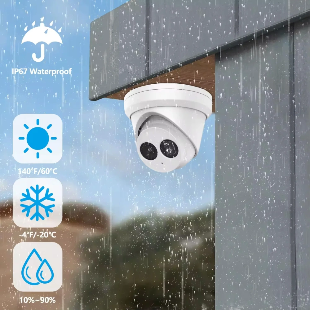 HK OEM 8MP IP Camera POE Turret Support Human Vehicle Detection One way Audio Built in SD Card Slot Max 512GB IP67 poe ip camera