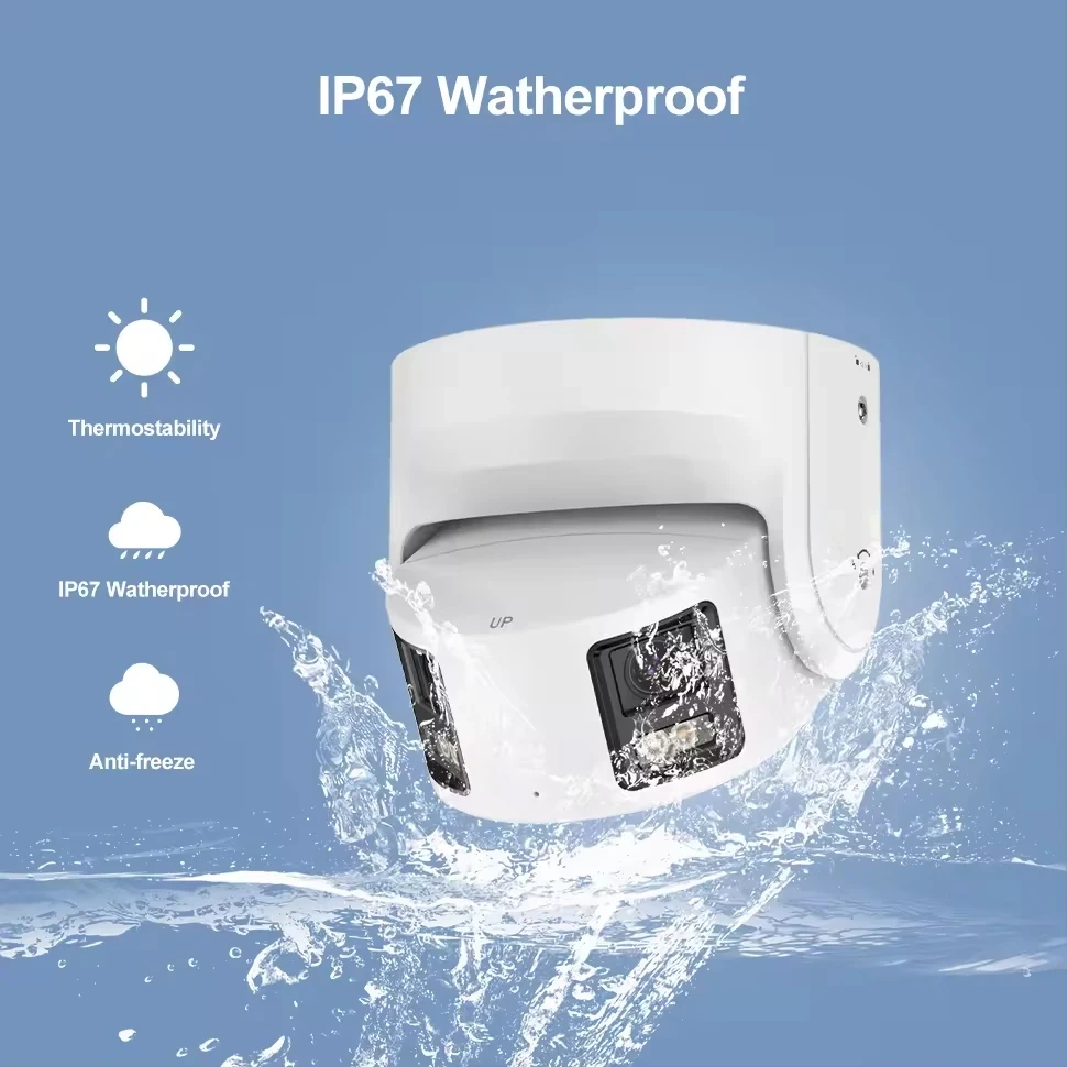 HK-OEM 4K IP Camera  8MP Dual Lens 180 degree Panoramic Camera Turret  colorVu Smart Human/Vehicle Detection Alarm 2-ways audio