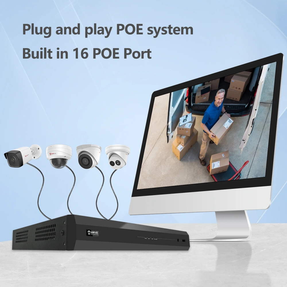 Anpviz 4K 16CH POE NVR Network Video Recorder IP Camera CCTV System HD Video Output P2P View AI Human Vehicle Detection H.265+