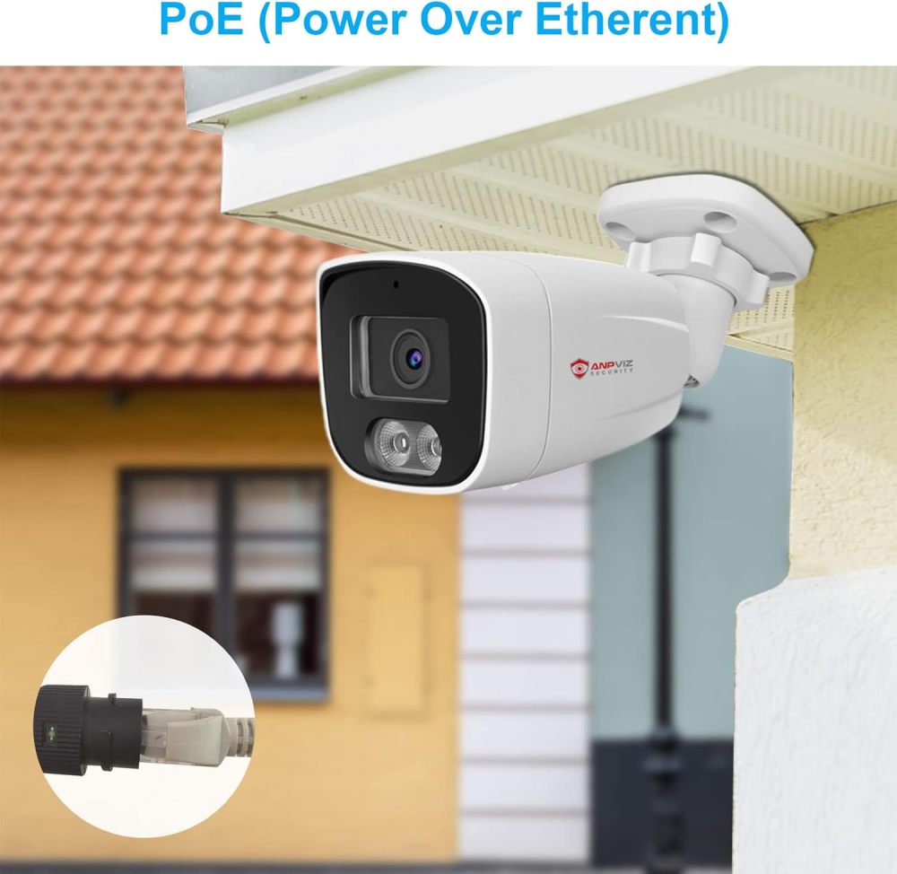 Anpviz 4MP PoE IP Bullet Camera with Microphone/Audio, IP Security Camera Outdoor Indoor, Night Vision 65ft, Waterproof IP66, 108° Wide Angle 2.8mm Lens, 24/7 Recording, NDAA Compliant (U Series)