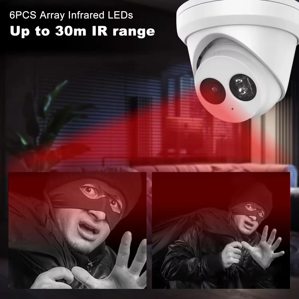 HK OEM 8MP IP Camera POE Turret Support Human Vehicle Detection One way Audio Built in SD Card Slot Max 512GB IP67 poe ip camera
