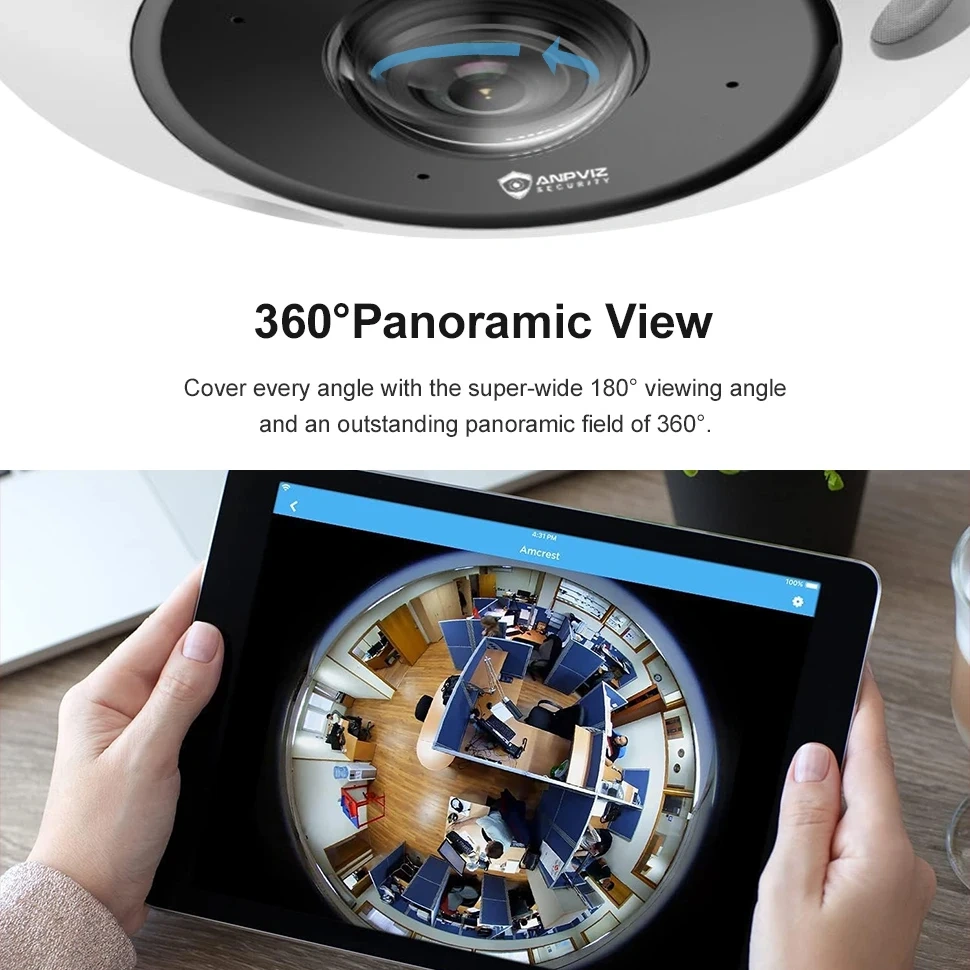 HK OEM 6MP 360 degree Fisheye POE lP Camera Human&Motion Detection VCA 130dB WDR H.265+ Two ways audio IR distance 15m