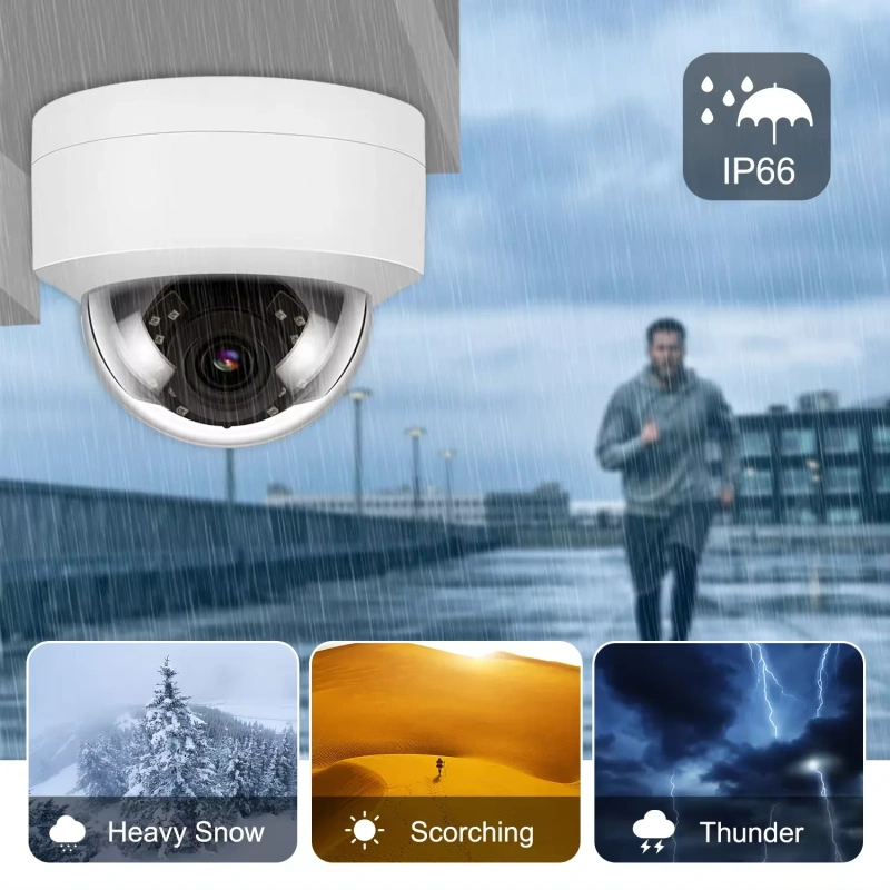 8Mp IP Dome Camera built in Audio 98ft IR distance IP66 Outdoor POE Camera RU Fast Shipping