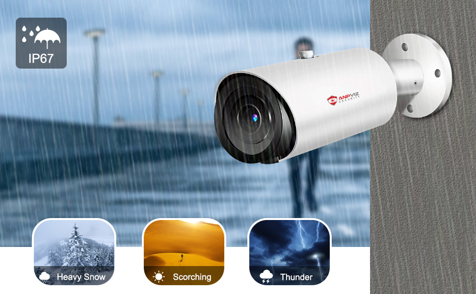 Anpviz 8MP Turret Camera 3X Zoom Camera Support Human Vehicle Detection 30M IR Distance Built in Mic H.265 IP66