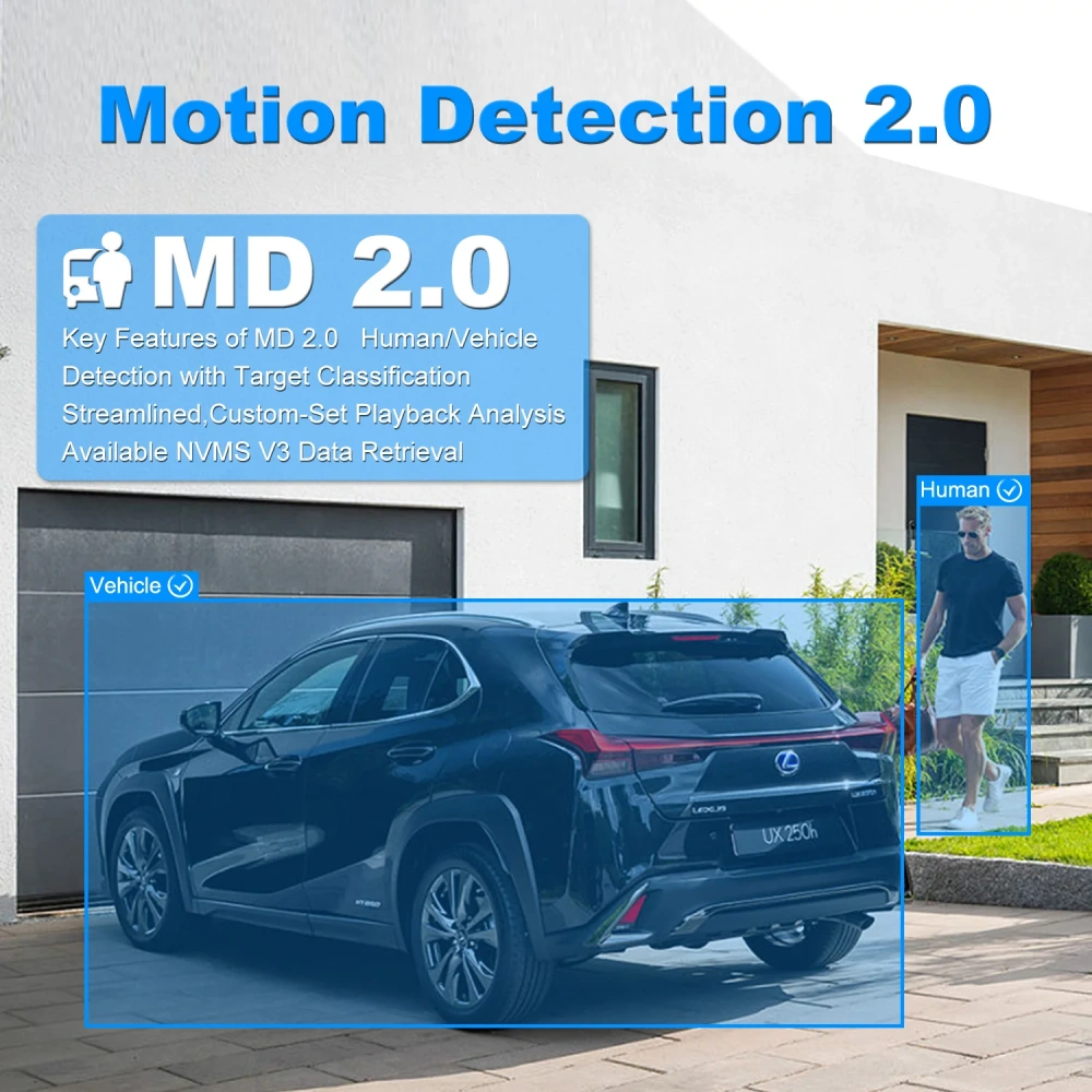 8MP Bullet Camera 4X Zoom Camera Support Human Vehicle Detection 30M IR Distance Built in Mic H.265 IP66