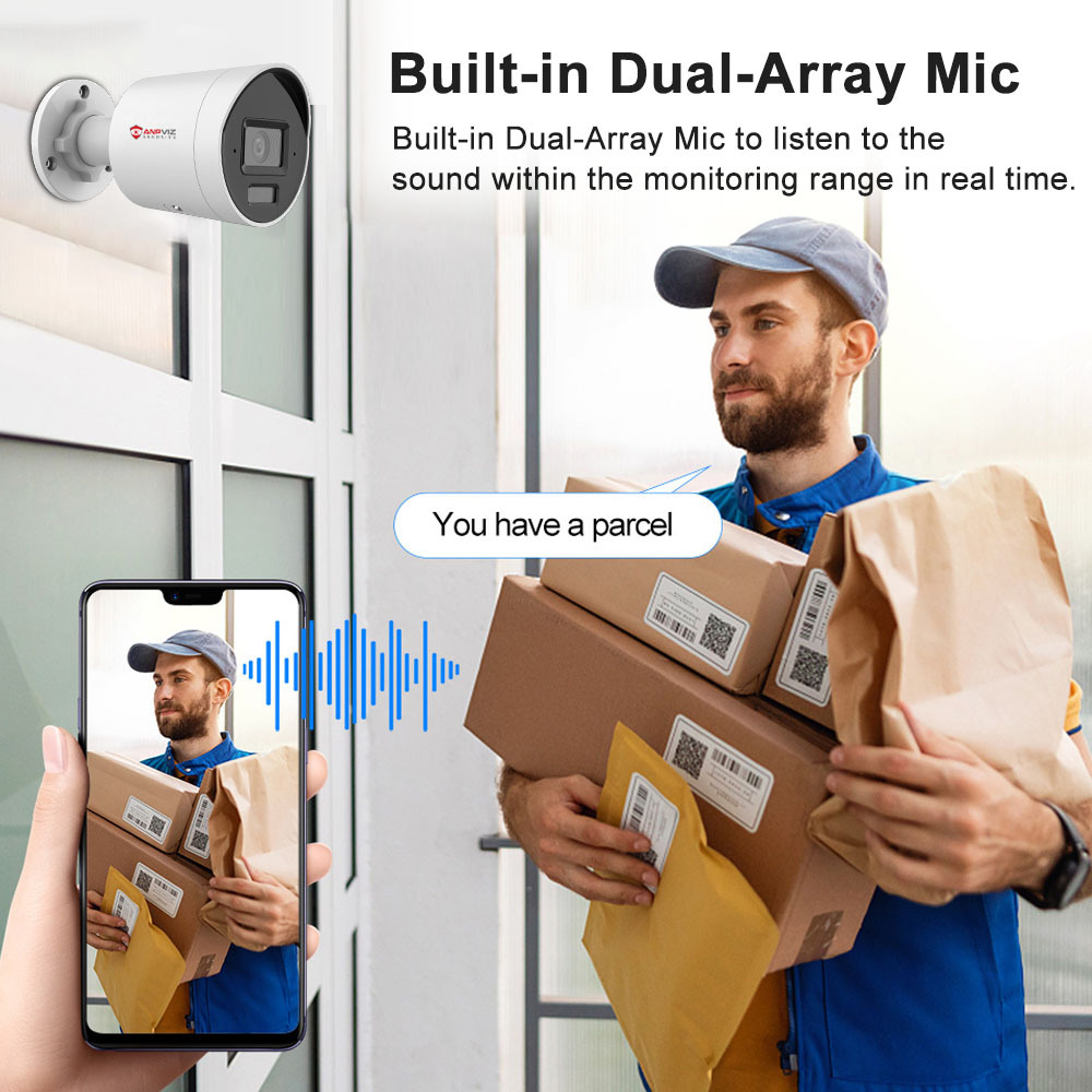 Anpviz 8mp IP camera POE Dome Supports Human Vehicle Detection Built-in Dual-Array Mic VCA WDR Built-in SD Card Slot up to 512GB IP67