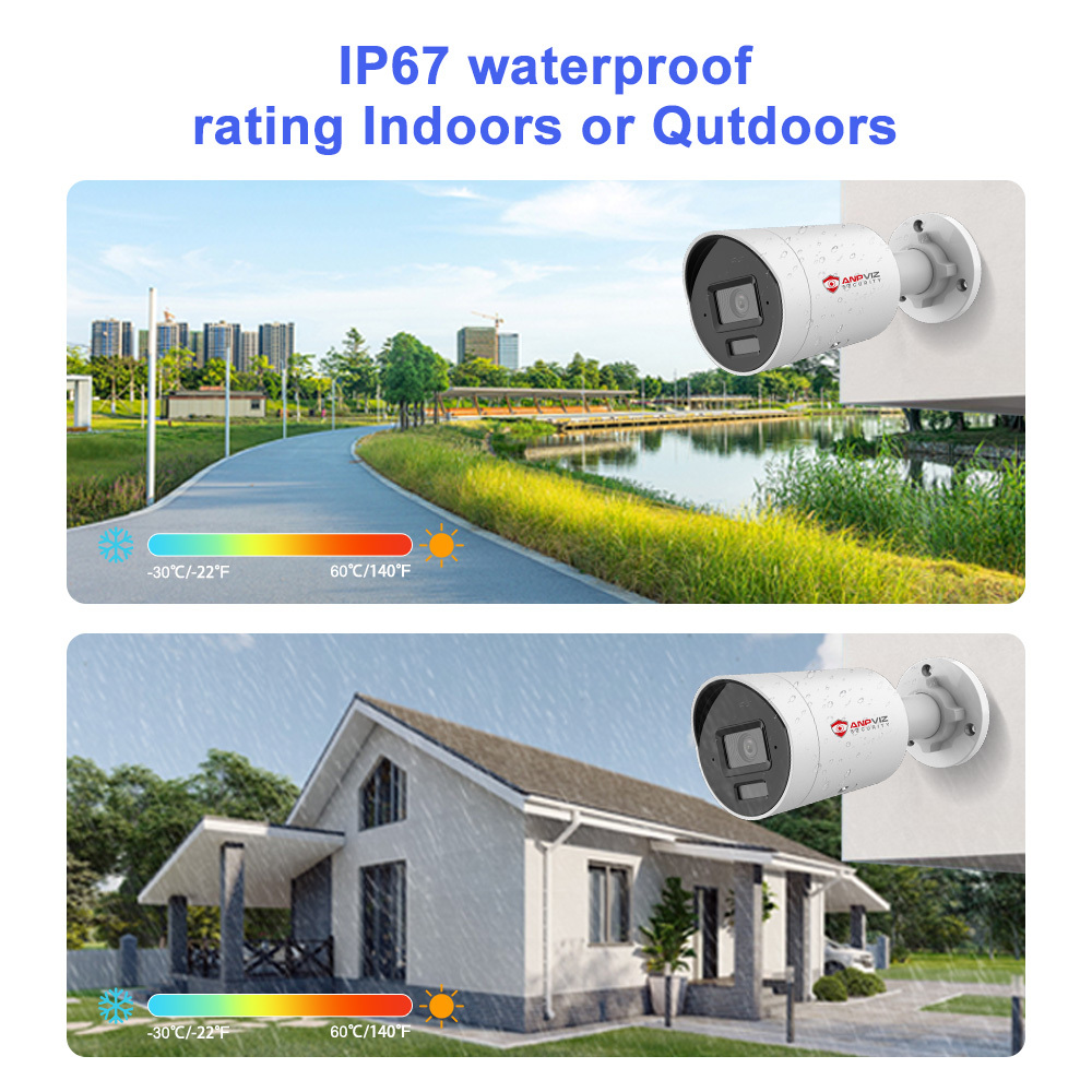 Anpviz 8mp IP camera POE Dome Supports Human Vehicle Detection Built-in Dual-Array Mic VCA WDR Built-in SD Card Slot up to 512GB IP67