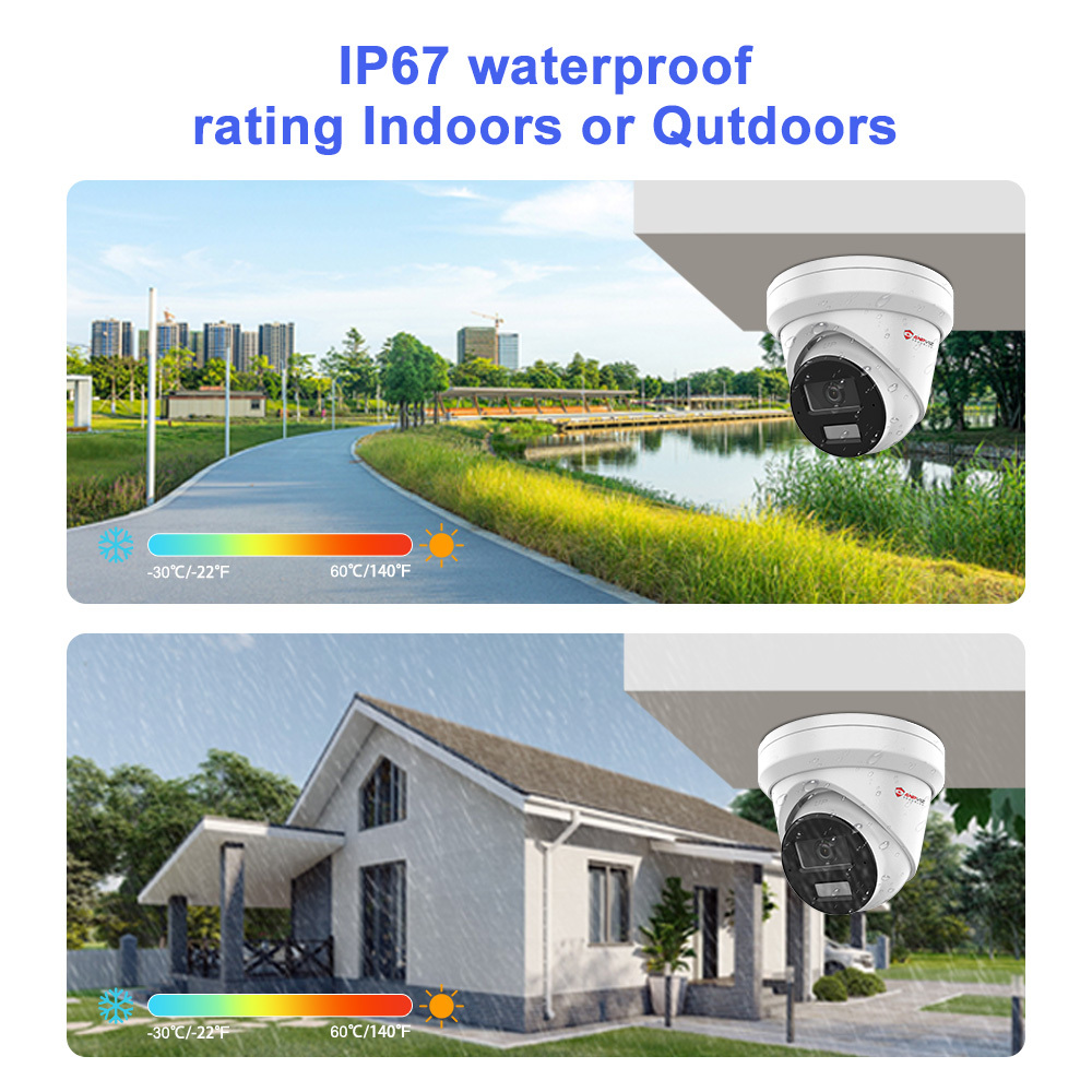 Anpviz 8mp IP camera POE Dome Supports Human Vehicle Detection Built-in Dual-Array Mic VCA WDR Built-in SD Card Slot up to 512GB IP67