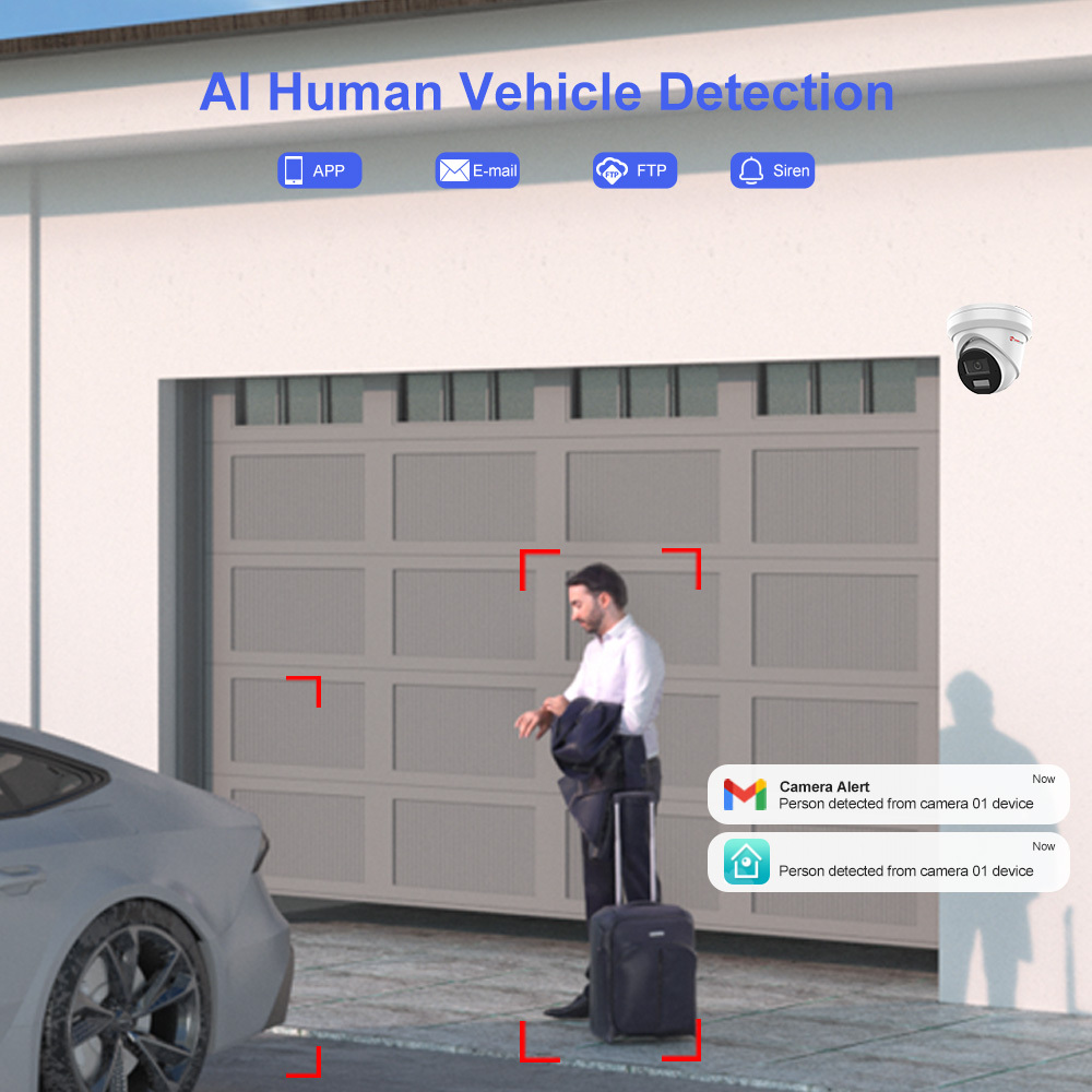 Anpviz 8mp IP camera POE Dome Supports Human Vehicle Detection Built-in Dual-Array Mic VCA WDR Built-in SD Card Slot up to 512GB IP67