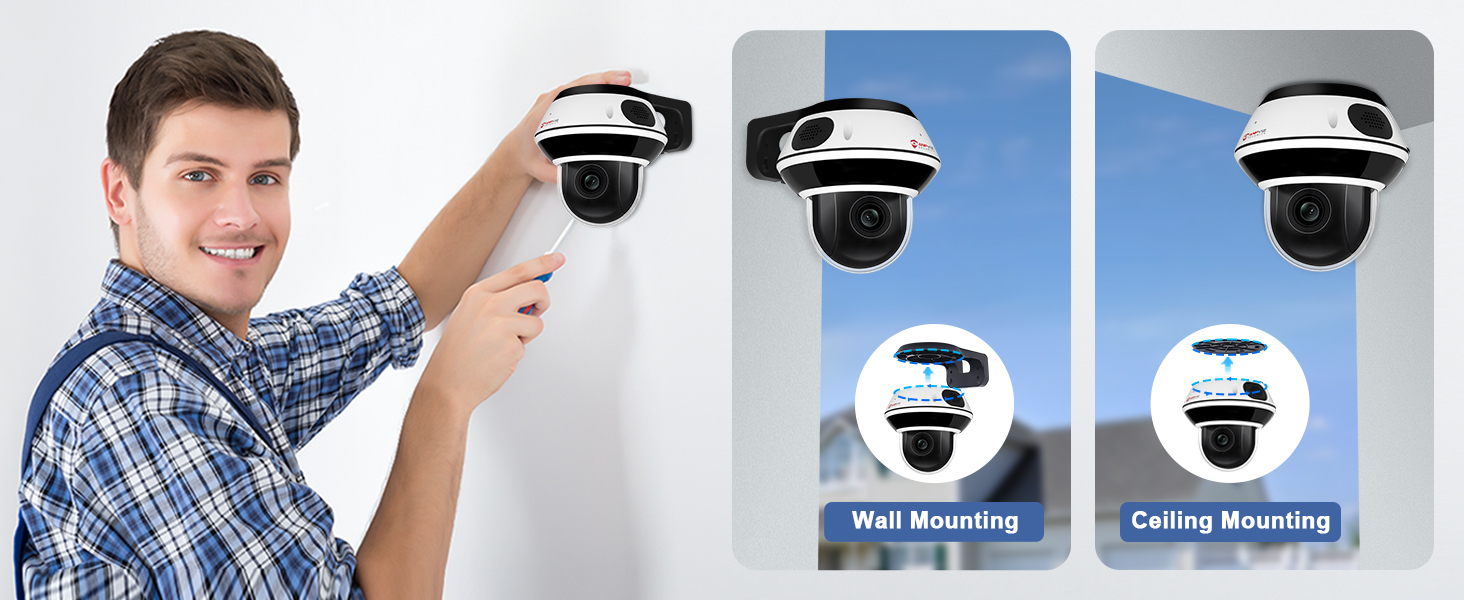 PTZ Camera Two Installation Methods Wall and Ceiling