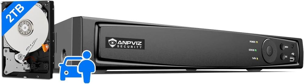 Anpviz 8CH 12MP POE NVR Network Video Recorder for Home Security Camera System, Supports up to 8 x 8MP/4K (6MP/5MP/4MP/3MP/1080P) IP Cameras, 2TB Hard Drive