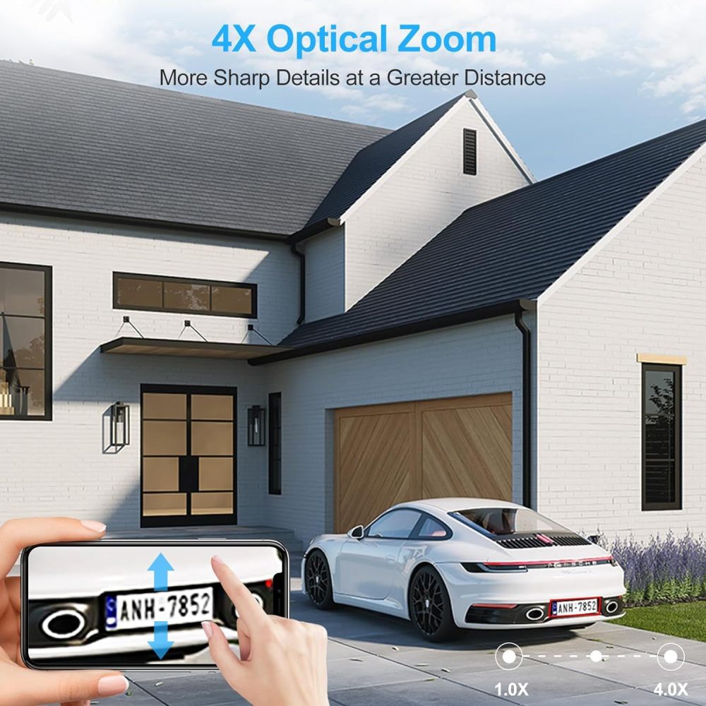 Anpviz 4MP PoE PTZ Security Camera System with Human & Vehicle Detection, 12MP 8CH NVR with 2TB HDD, 2X 4MP PTZ IP Camera with 4X Optical Zoom, Mic and IR Night Vision, True WDR, IP66, 24/7