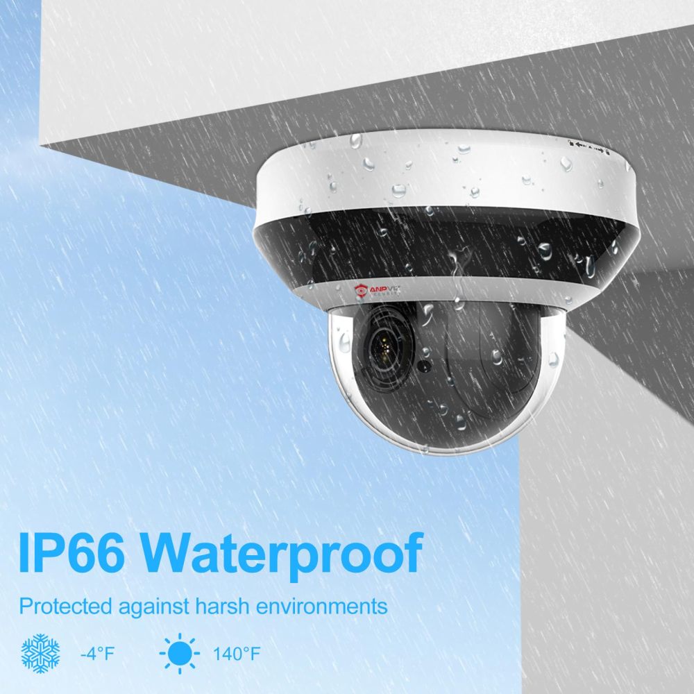 Anpviz 4MP PoE PTZ Security Camera System with Human & Vehicle Detection, 12MP 8CH NVR with 2TB HDD, 2X 4MP PTZ IP Camera with 4X Optical Zoom, Mic and IR Night Vision, True WDR, IP66, 24/7