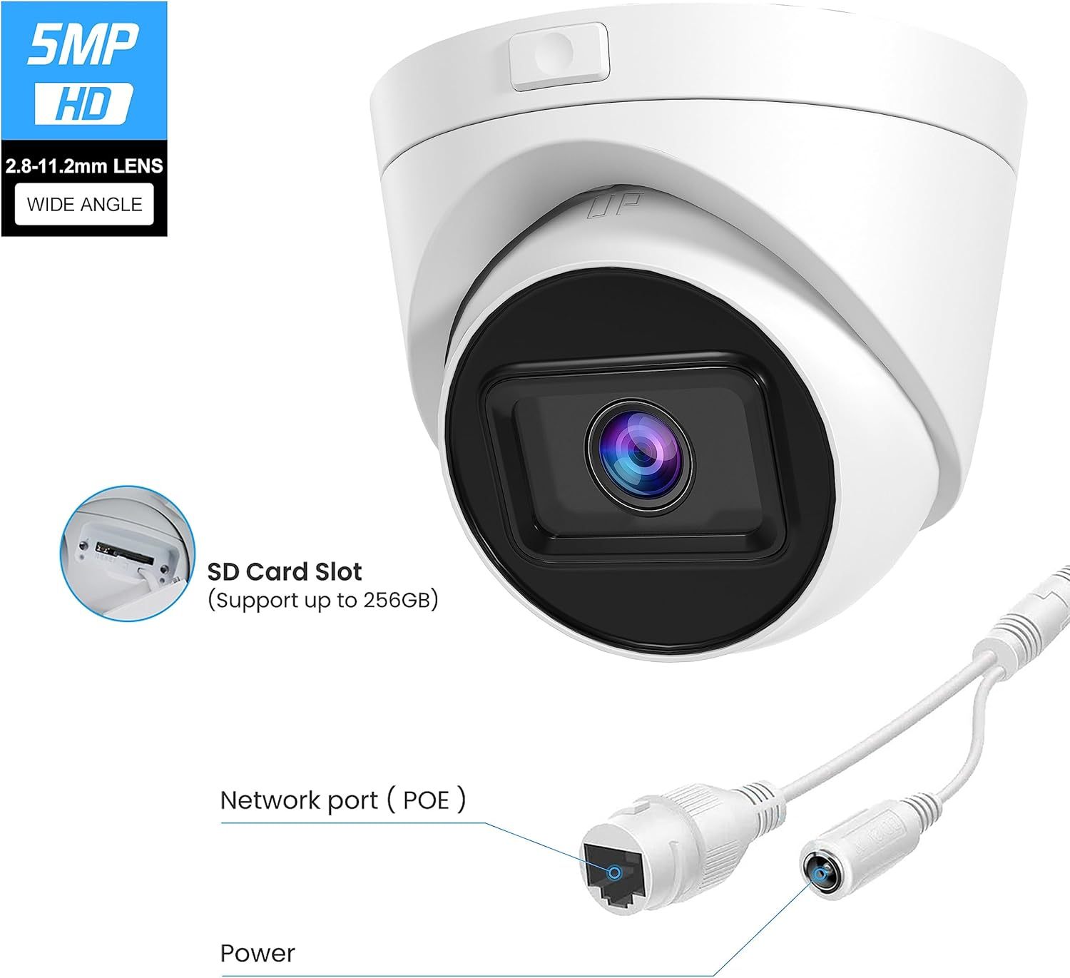 Anpviz 5MP PoE Camera with 4X Optical Zoom, Human & Vehicle Detection, IR Night Vision IP Camera Outdoor Indoor with 2.8~12mm Lens, Built-in Mic,120 dB True WDR, IP67 Waterproof, Micro SD Card Slot