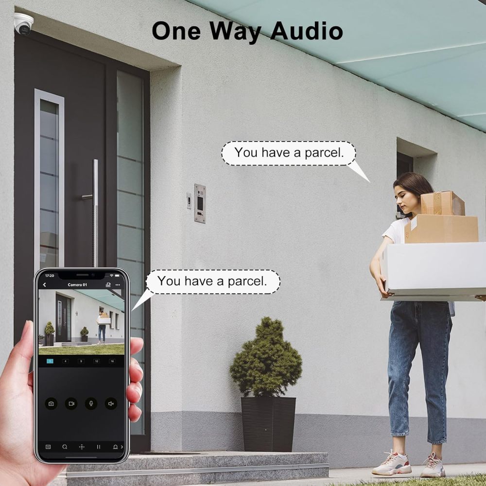 Anpviz 5MP PoE IP Camera with Audio, Full Metal Turret Security Camera Outdoor with Human Vehicle Detection, Smart Color Night Vision, 3072x1728@20fps, 114° FOV, WDR, IP67 Waterproof (H Series, No Logo)