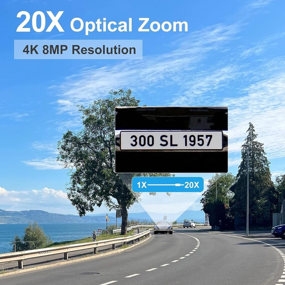 Anpviz 4K PoE PTZ Camera Outdoor, Pan Tilt 20X Optical Zoom & Human/Vehicle Detection, 8MP Speed Dome Security IP Camera with Auto-Tracking, Smart Color Night Vision, Two-Way Talk (U Series)