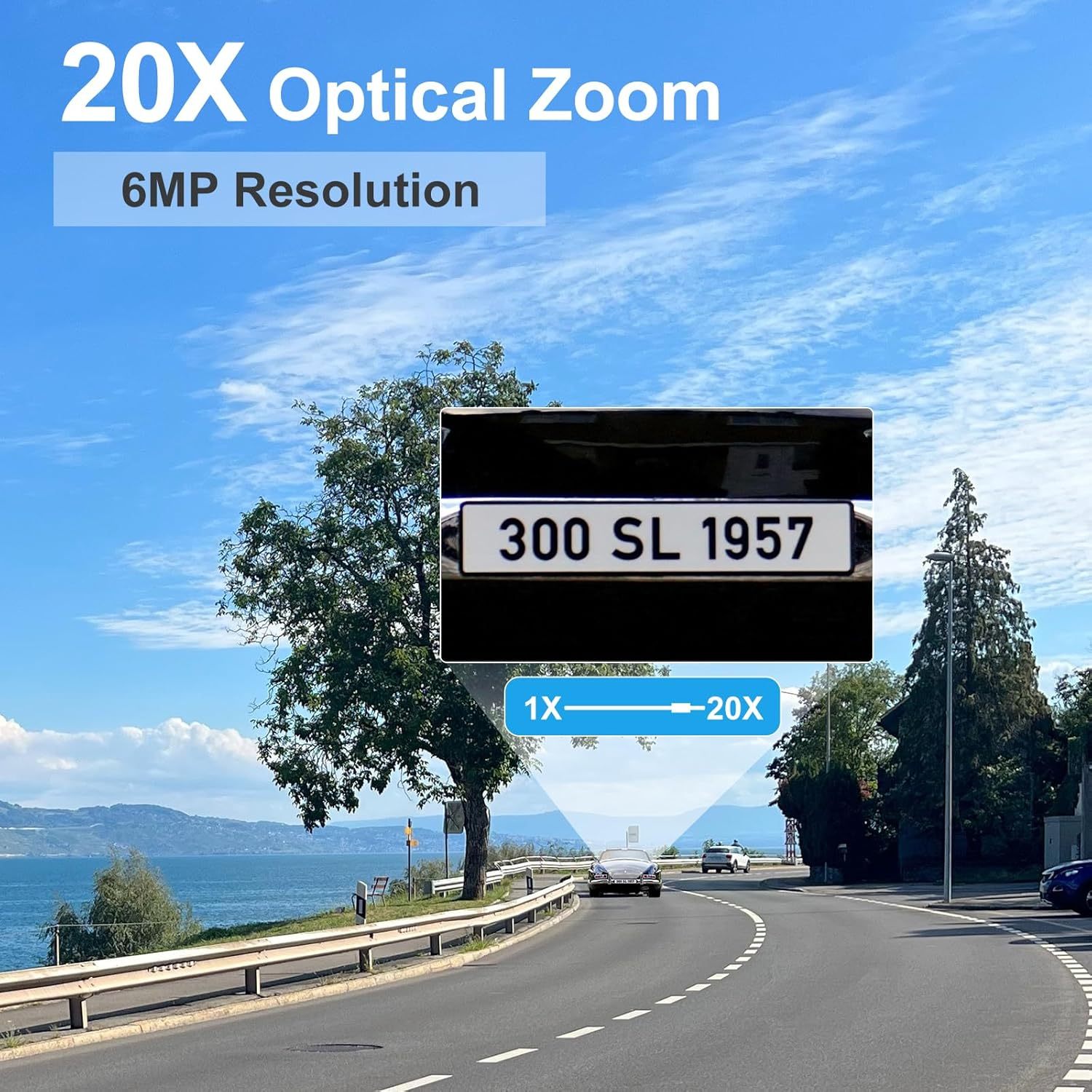 Anpviz 6MP PTZ PoE Camera Outdoor, Pan Tilt 20X Optical Zoom & Human/Vehicle Detection, Dome Security Camera Auto-Tracking Cruise, 2-Way Talk, Smart Color Night Vision, Up to 256GB MicroSD (U Series)