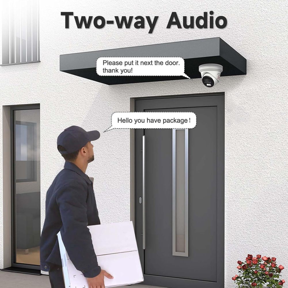 Anpviz 5MP IP PoE Camera, Active Deterrence Turret IP Security Camera Outdoor, 2-Way Audio, Human/Vehicle Detection, 98ft Smart Color Night Vision, IP67 Waterproof, 2.8mm Lens, Full Metal (H Series)
