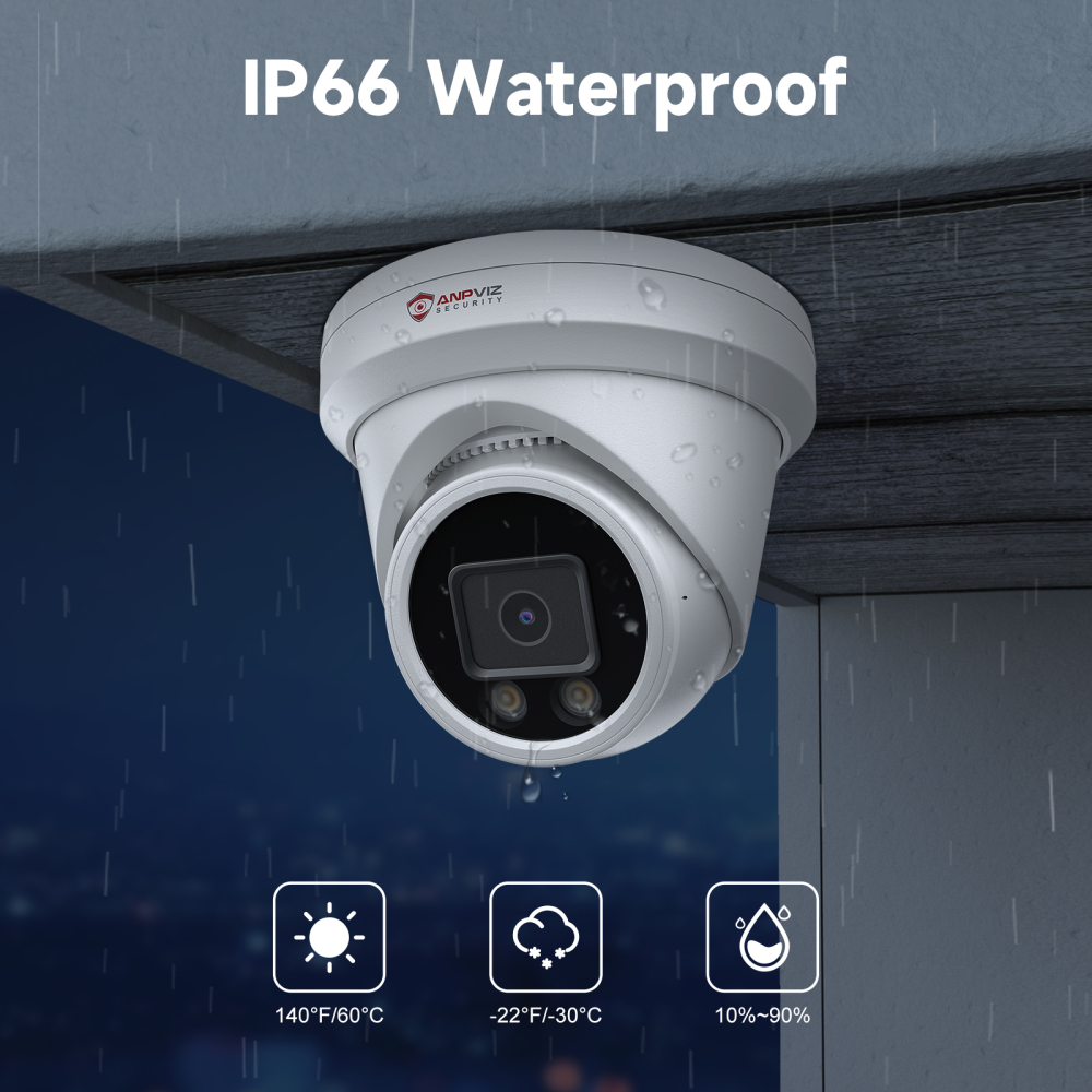 Anpviz 12MP PoE IP Camera Outdoor, 110° Wide Angle Turret Security IP Camera for Home Surveillance, Smart Color Night Vision, Human/Vehicle Detection, Built-in Mic, IP66 Waterproof (U Series)