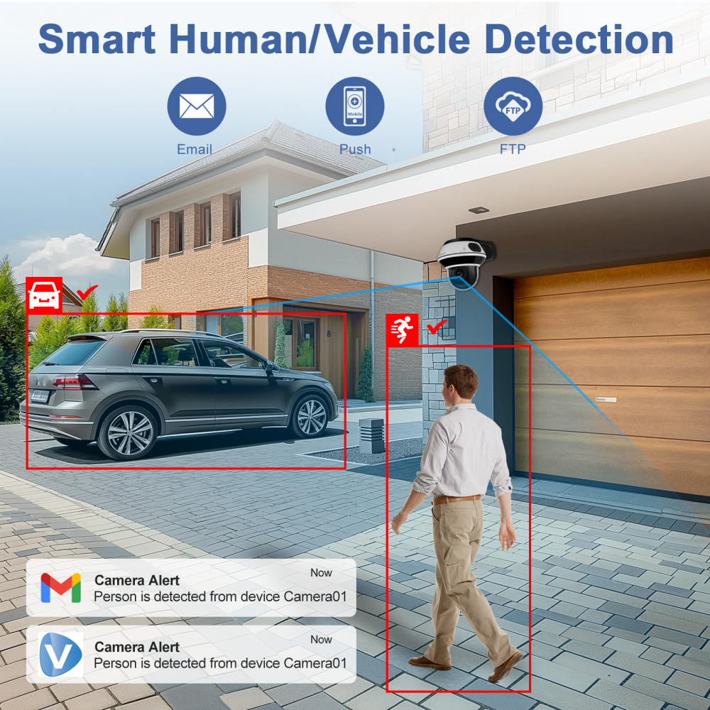 Anpviz UltraHD 4K 8MP PTZ POE IP Camera Outdoor with 5X Optical Zoom, 1/2.8" Sensor Dome Security IP Camera, Two-Way Audio, Human Vehicle Detection, 512GB SD Slot, 130ft IR Night Vision (U Series)