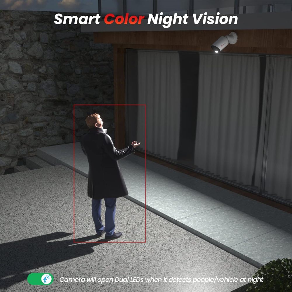 Anpviz 6MP Bullet PoE IP Camera with Human & Vehicle Detection, Security IP Camera Outdoor Indoor, 100ft Smart Color Night Vision, 2.8mm Lens, MicroSD Slot(up to 256GB) for 24/7 Recording (U Series)