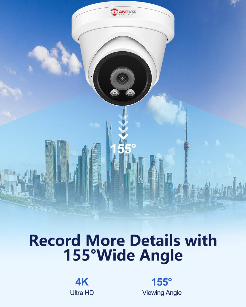 Anpviz 155° Super Wide Angle POE Camera with Mic/Audio, 6MP(3072x2048) POE IP Camera Outdoor, Night Vision 100ft with 2.1mm Lens, IP66 Weatherproof Metal Security Dome Camera