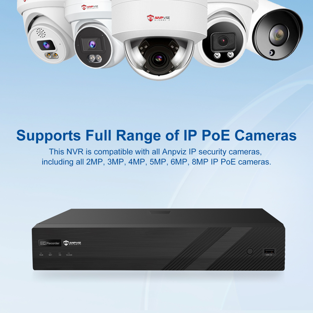 Anpviz 4K 16CH PoE NVR Network Video Recorder Pre-Installed 4TB HDD, 16CH H.265 NVR Support 8MP/6MP/5MP/4MP/1080P IP PoE Cameras for Business Video Audio Recording