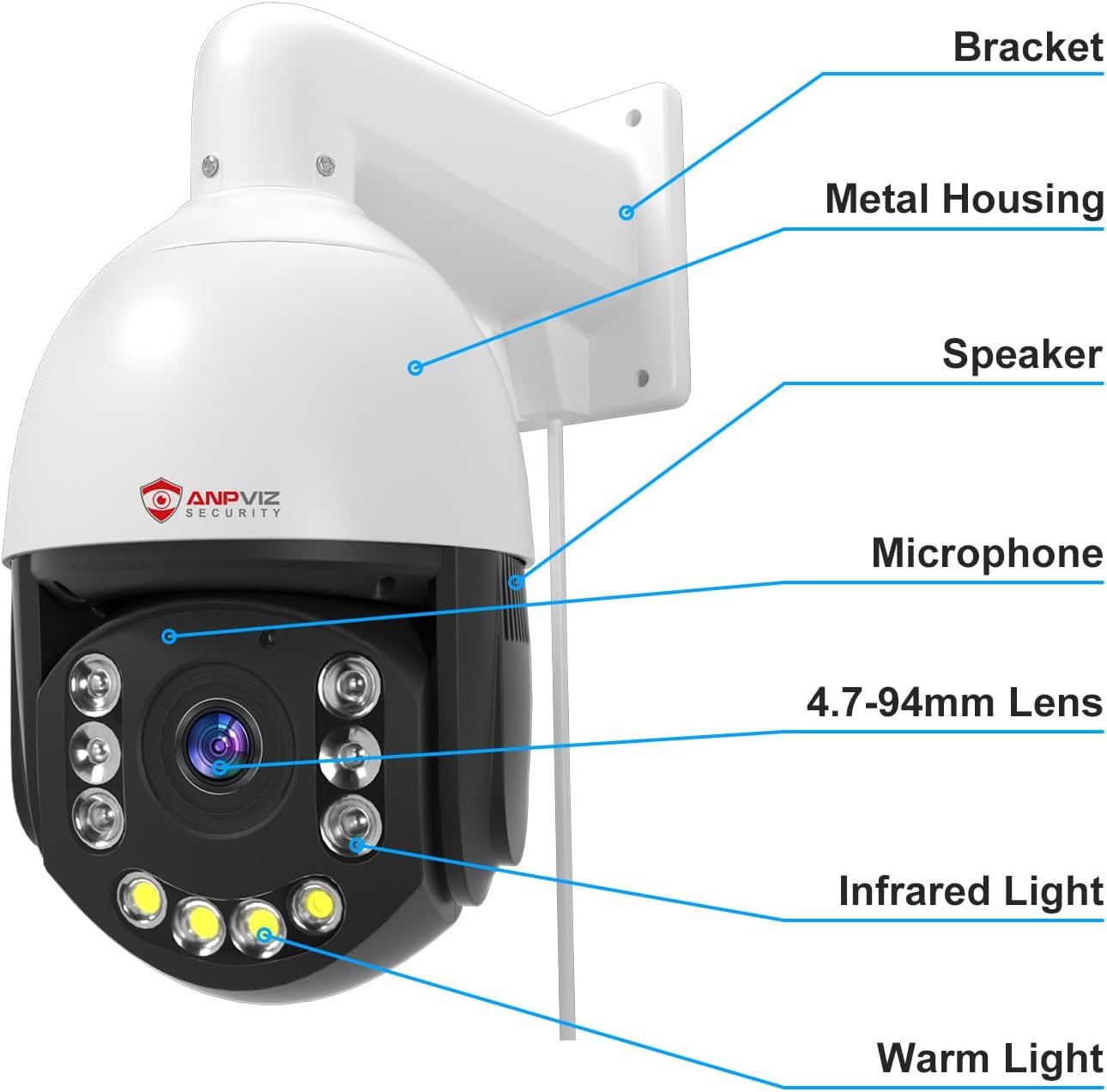 Anpviz 6MP PTZ PoE Camera Outdoor, Pan Tilt 20X Optical Zoom & Human/Vehicle Detection, Dome Security Camera Auto-Tracking Cruise, 2-Way Talk, Smart Color Night Vision, Up to 256GB MicroSD (U Series)