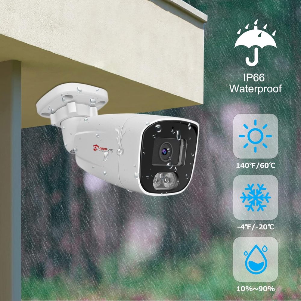 Anpviz 4MP PoE IP Bullet Camera with Microphone/Audio, IP Security Camera Outdoor Indoor, Night Vision 65ft, Waterproof IP66, 108° Wide Angle 2.8mm Lens, 24/7 Recording, NDAA Compliant P2P
