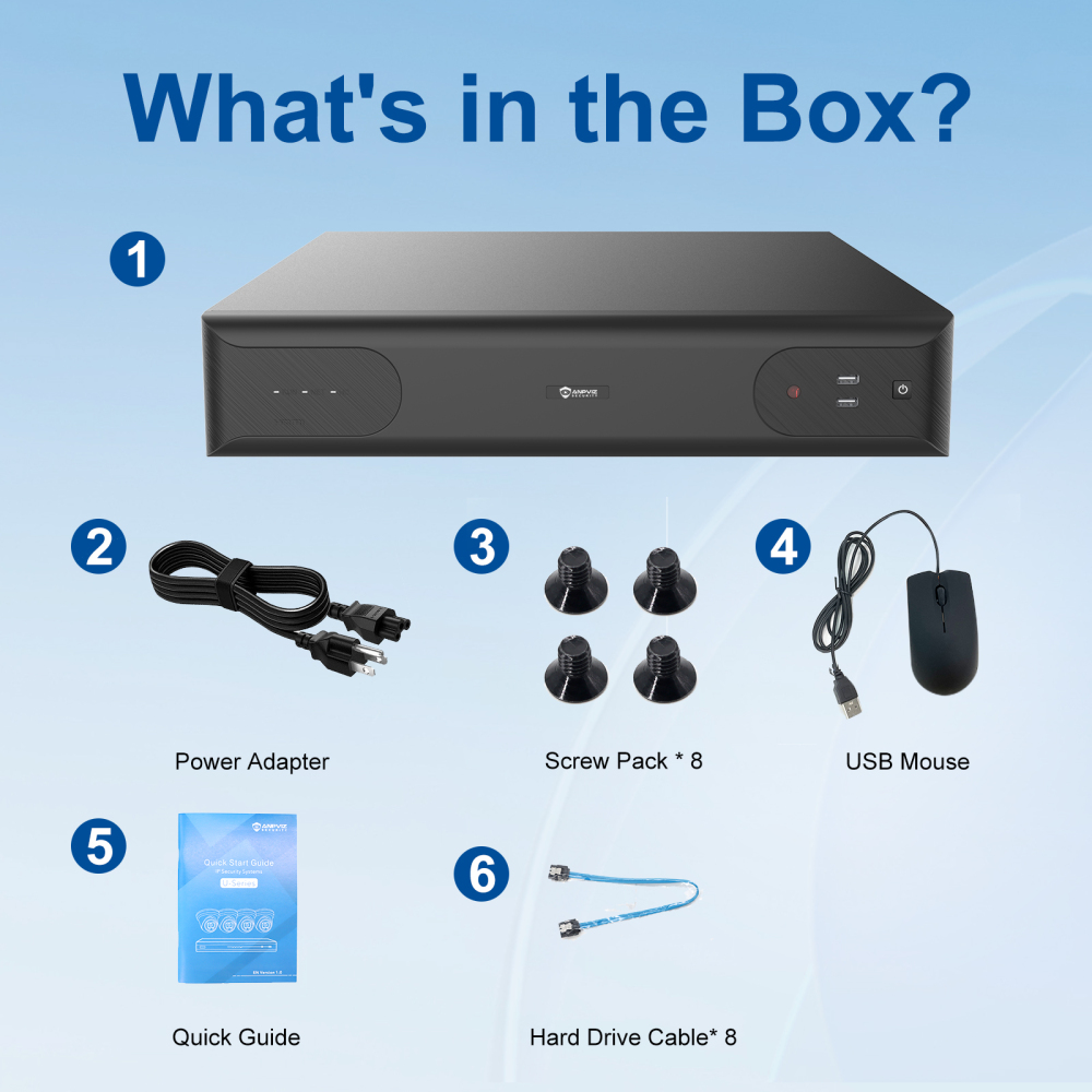 Anpviz 12MP 64 Channel PoE NVR Network Video Recorder, 64CH H.265 NVR Support 12MP/8MP/6MP/5MP/4MP IP PoE Camera Video Audio Recorder for Business, 8 SATA UP To 96TB (Only Plug & Play U Series Camera)